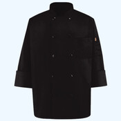 Ten Pearl Button Black Chef Coat