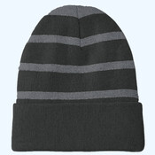 Striped Beanie with Solid Band